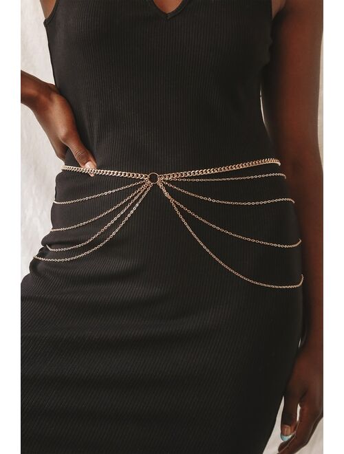 Lulus Chic Links Gold Layered Chain Belt