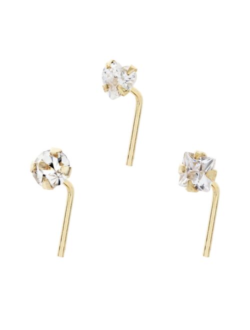 Rhona Sutton Bodifine 10K Gold Set of 3 CZ Nose Studs