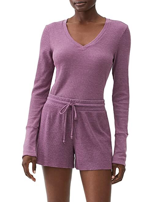 Michael Stars Romeo Thermal V-Neck Top with Extended Cuff