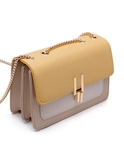 Color-Block Crossbody Bags for Women Leather Cross Body Purses Cute Designer Handbags Shoulder Bag Medium Size