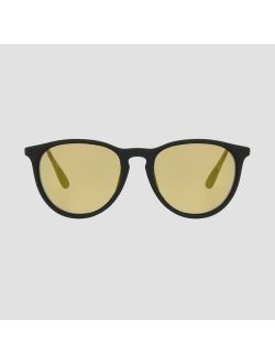 Men's Round Sunglasses with Mirrored Lenses - Original Use Black