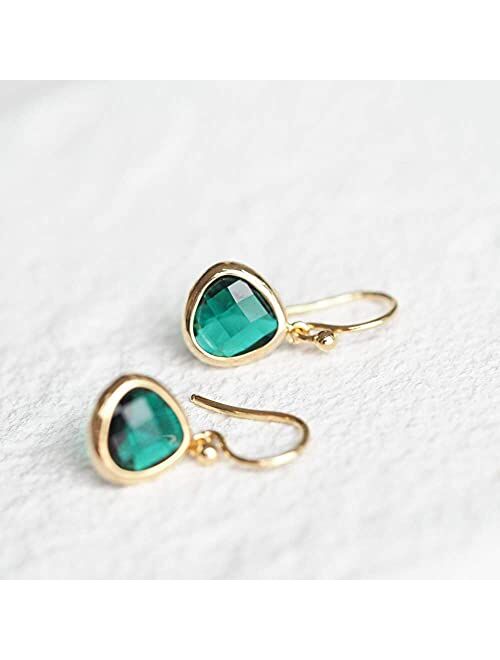 Simulated Green Emerald Drop Earrings