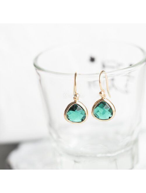 Simulated Green Emerald Drop Earrings