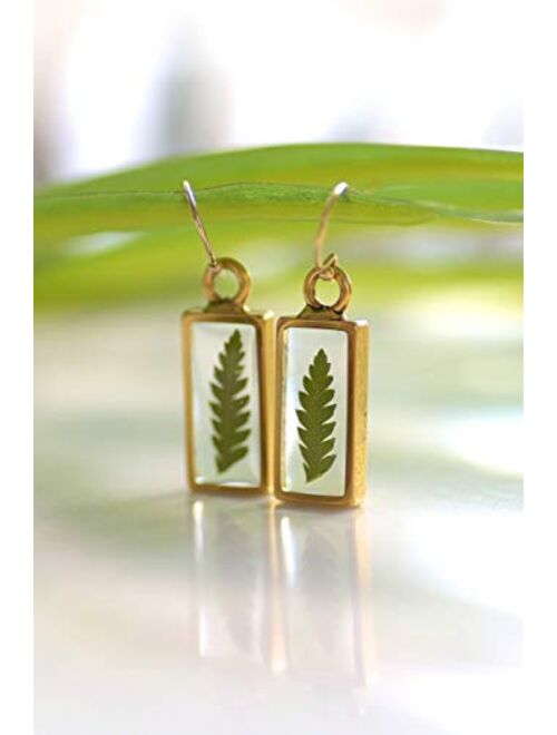 Olive Bella™ 14k Gold Filled Ear Wire Fern Leaf Earrings Gift for Women, 1" Drop Length