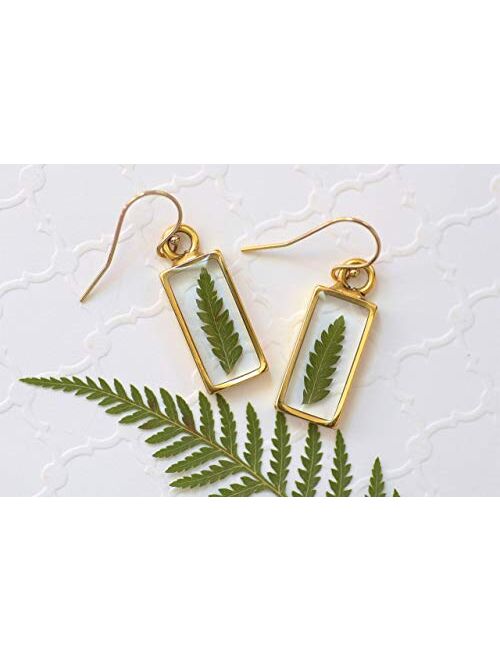 Olive Bella™ 14k Gold Filled Ear Wire Fern Leaf Earrings Gift for Women, 1" Drop Length