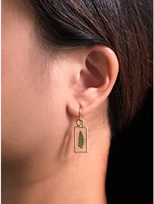 Olive Bella™ 14k Gold Filled Ear Wire Fern Leaf Earrings Gift for Women, 1" Drop Length