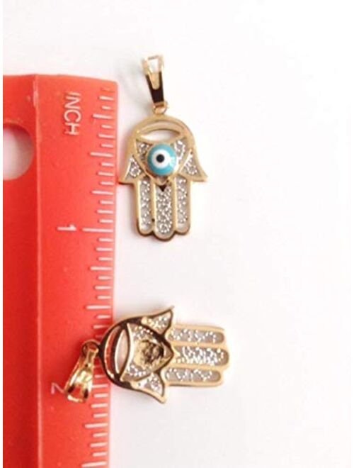 Hamsa Hand Evil Eye Necklace 19.5 Inches Chain La Mano de Fatima Contra Mal de Ojo