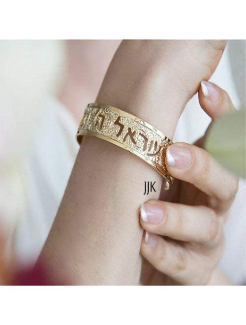 Psalms 136:1 Gold Cuff, Hebrew Jewelry For Women, Bible Verse Bracelet, Scripture Jewelry, Christian And Jewish Gift, Packaged And Ready For Gift Giving, Handmade In Isra