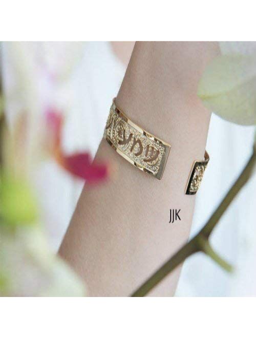 Psalms 136:1 Gold Cuff, Hebrew Jewelry For Women, Bible Verse Bracelet, Scripture Jewelry, Christian And Jewish Gift, Packaged And Ready For Gift Giving, Handmade In Isra