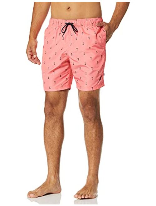 Nautica Men's Standard Quick Dry All Over Classic Anchor Print Swim Trunk