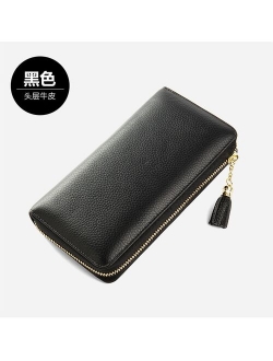 Card Holder Women's Multi-card Holder Handbag Large Capacity Leather Zipper Card Holder Multifunctional Anti-theft Swiping