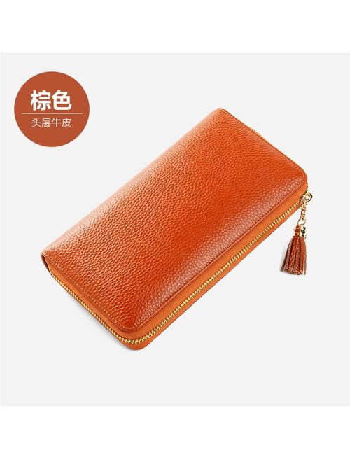 Card Holder Women's Multi-card Holder Handbag Large Capacity Leather Zipper Card Holder Multifunctional Anti-theft Swiping