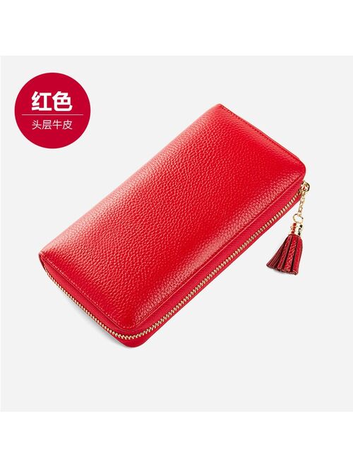 Card Holder Women's Multi-card Holder Handbag Large Capacity Leather Zipper Card Holder Multifunctional Anti-theft Swiping