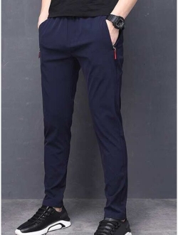 Men Solid Slant Pocket Pants