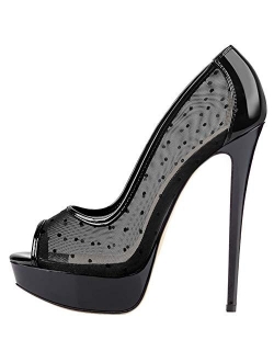 MERUMOTE Women's High Heels Platform Shoes Peep Toe Slingbacks Pumps for Dress Wedding Party