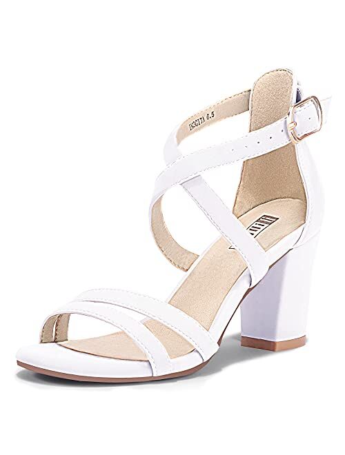 IDIFU Women's IN3 Gita Block Heel Open Toe Strappy Sandals Dress Shoes for Wedding Evening Prom