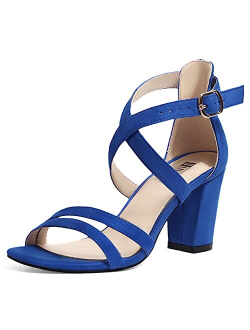 IDIFU Women's IN3 Gita Block Heel Open Toe Strappy Sandals Dress Shoes for Wedding Evening Prom