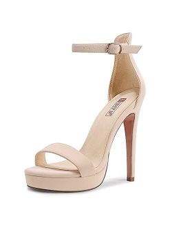Women's Stiletto High Heel Sandals Platform Open Toe Ankle Strap Dress Shoes for Women Bride Ladies in Wedding Bridal Party Homecoming