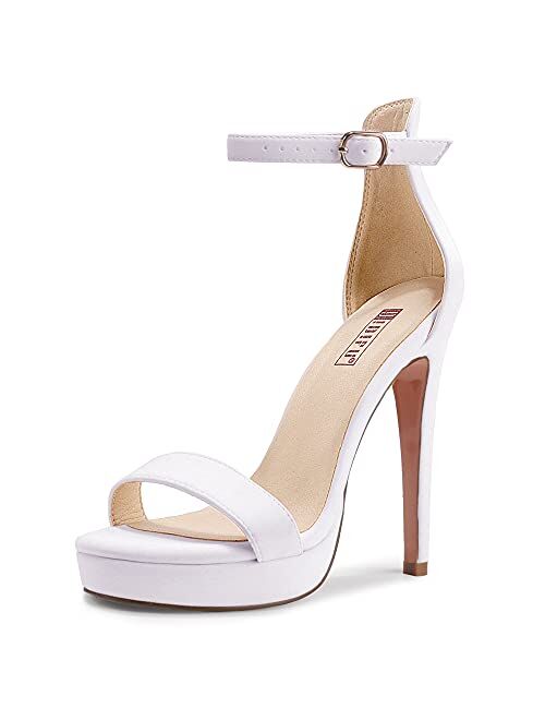 IDIFU Women's Stiletto High Heel Sandals Platform Open Toe Ankle Strap Dress Shoes for Women Bride Ladies in Wedding Bridal Party Homecoming