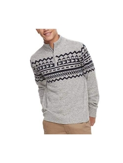 Men's Geo-Pattern Quart-Zip Sweater