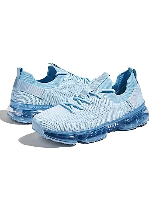 LUCKY STEP Women Air Cushion Tennis Sports Sneakers - Lightweight Breathable Mesh Platform Fashion Casual Slip On Easy Walking Shoes