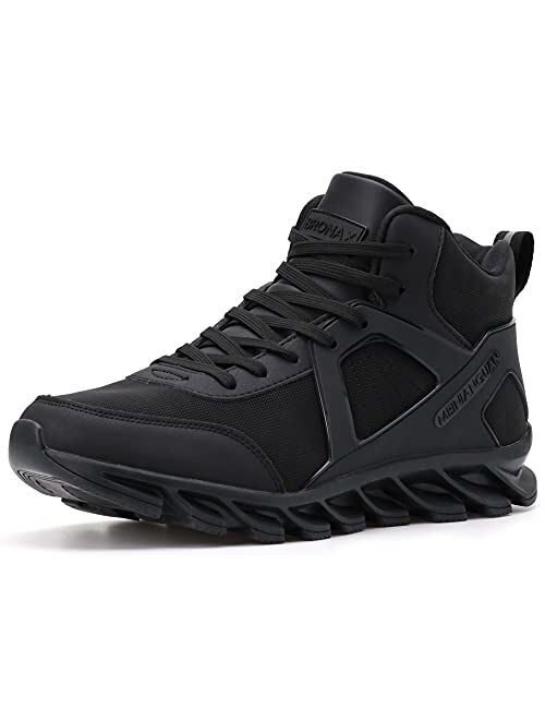 BRONAX Men's High Top Workout Gym Leather Training Sneakers