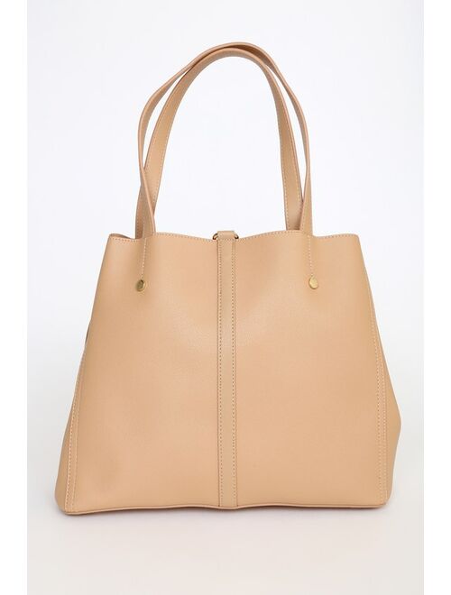 Lulus Back to Business Tan Shoulder & Handbag