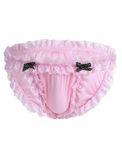 YiZYiF Mens Adult Frilly Lace Ruffled Crossdress Sissy Panties Maid Briefs Underwear Bloomers