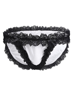 YiZYiF Mens Adult Frilly Lace Ruffled Crossdress Sissy Panties Maid Briefs Underwear Bloomers