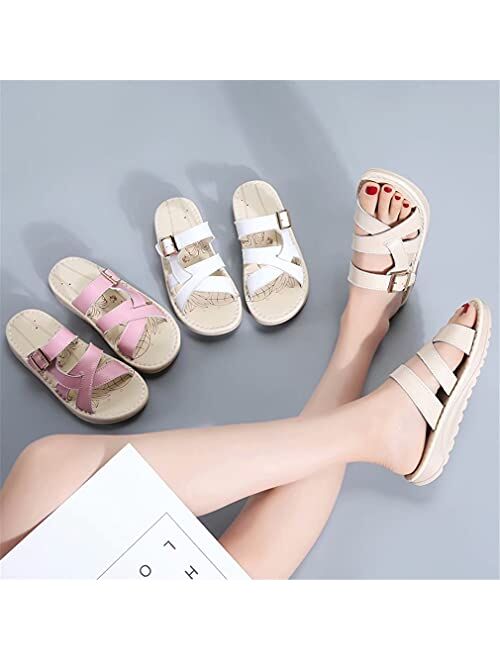 GSLMOLN Women's Slide Flat Sandals Spring Summer Soft Slipper Shoes for Indoor & Outdoor Use