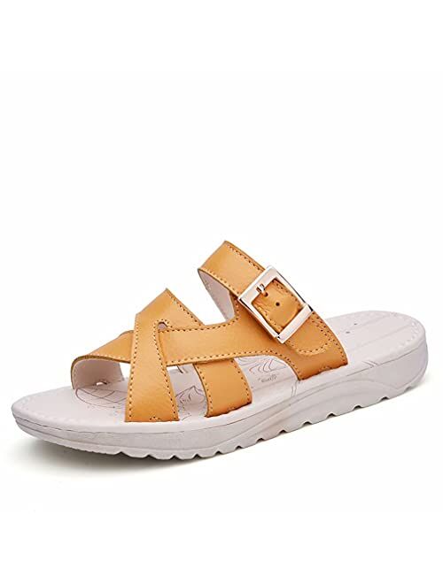 GSLMOLN Women's Slide Flat Sandals Spring Summer Soft Slipper Shoes for Indoor & Outdoor Use