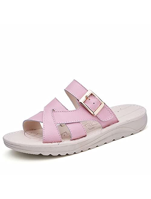 GSLMOLN Women's Slide Flat Sandals Spring Summer Soft Slipper Shoes for Indoor & Outdoor Use