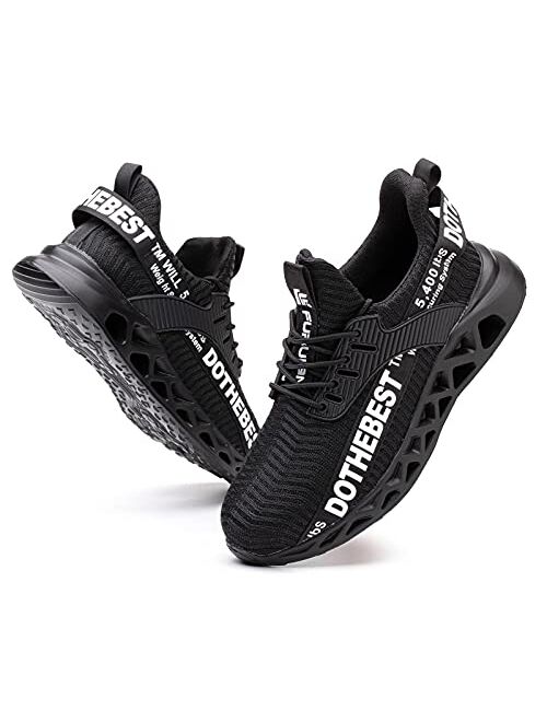 Furuian Steel Toe Shoes for Men Lightweight Indestructible Work Sneakers for Women Puncture Proof Comfortable Slip On Safety Shoes for Industrial,Coustruction