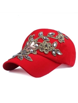 [YARBUU] Brand baseball cap with Flower canvas Snapback caps for women Female cap hat high quality Rhinestone Denim cap