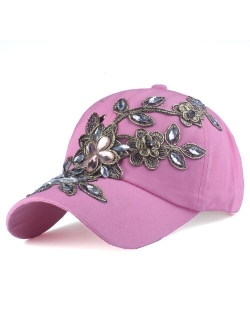 [YARBUU] Brand baseball cap with Flower canvas Snapback caps for women Female cap hat high quality Rhinestone Denim cap