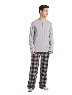 Cherokee Men's Long Sleeve Pajama Shirt and Pants Set