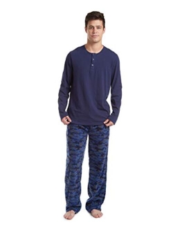 Cherokee Men's Long Sleeve Pajama Shirt and Pants Set