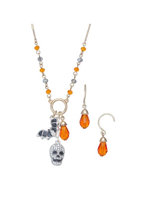 Napier Halloween Charm Necklace & Drop Earring Set