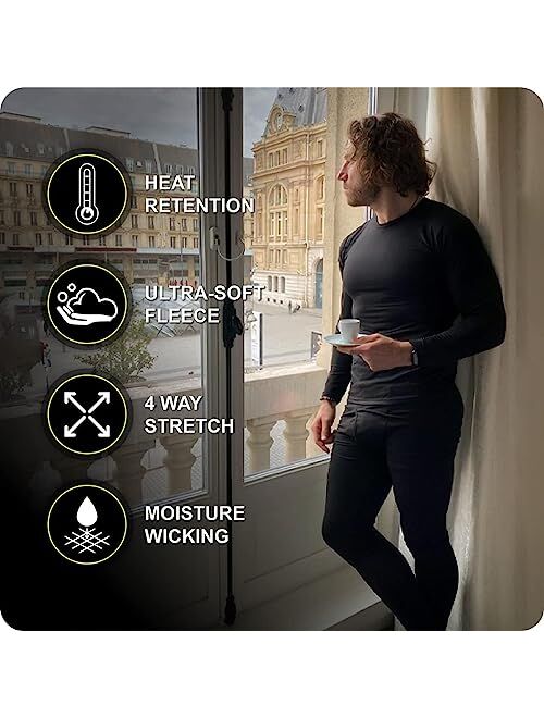 Thermajohn Men's Ultra Soft Thermal Underwear Long Johns Set with Fleece Lined