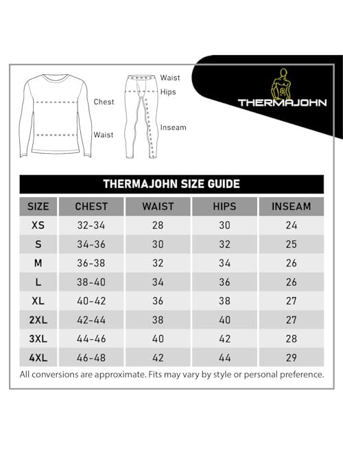 Thermajohn Men's Ultra Soft Thermal Underwear Long Johns Set with Fleece Lined