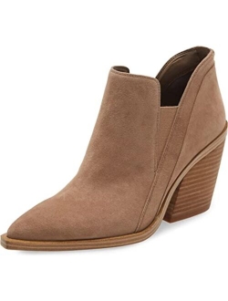 Women's Pointed Toe Ankle Boots Stacked Heel V Cut Back Zipper Chelsea Booties