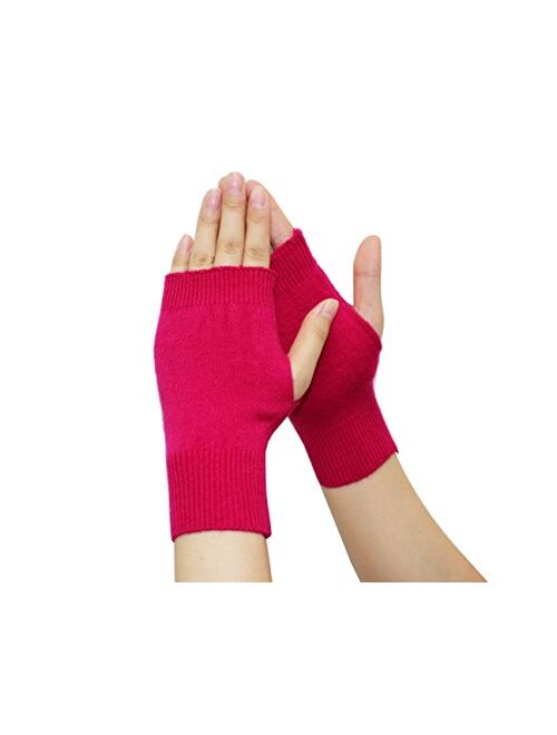 Olyer Women's Fingerless Gloves Stretchy Knitted Cashmere Winter Warmer Gloves Unisex