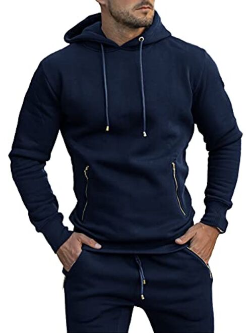 PiePieBuy Men's Athletic Hoodie Sport Workout Sweatshirt Drawstring Hooded with Zipper Pockets