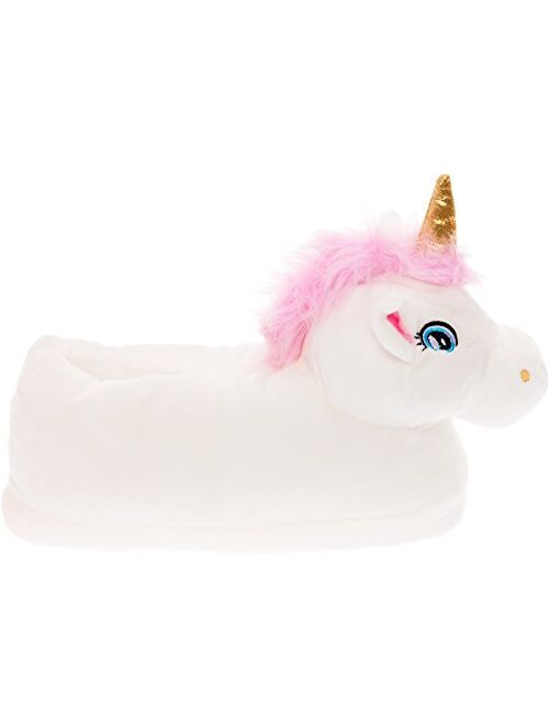 Silver Lilly - Unicorn Plush Slippers - Novelty Animal Slippers w/ Cushioned Foot Bed