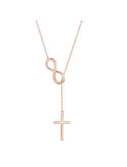 Sterling Silver Infinity & Cross Lariat Necklace