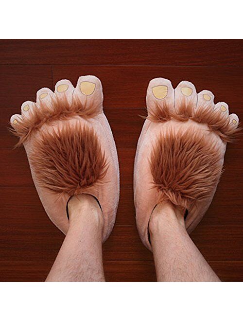 Ibeauti Womens Furry Monster Adventure Slippers, Comfortable Novelty Warm Winter Hobbit Feet Costume Slippers for Adults