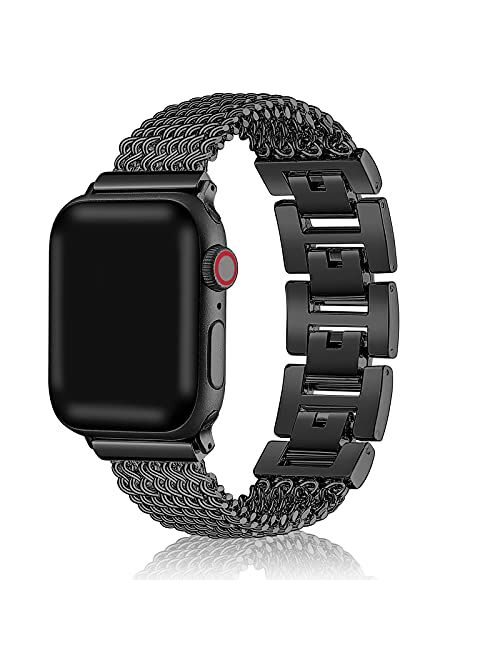 DiBoLang Compatible with Apple Watch Band 38/40/41/42/44/45mm Women Girls, Fashion Dressy Style Stainless Steel Bracelet Strap with Tassel Metal Chain for Iwatch Serices 