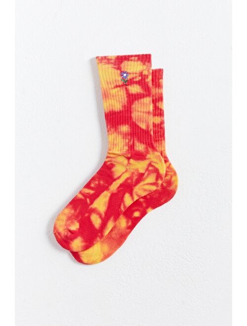 Urban outfitters Embroidered Flower Tie-Dye Crew Sock