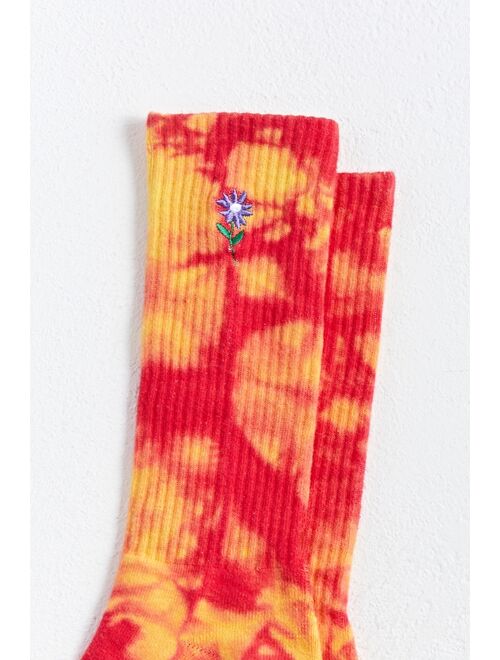 Urban outfitters Embroidered Flower Tie-Dye Crew Sock