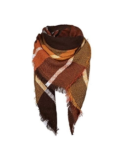 Zando Womens Winter Scarf Tassel Plaid Scarf Chunky Blanket Scarves Soft Lightweight Blanket Thick Large Wrap Shawl 2